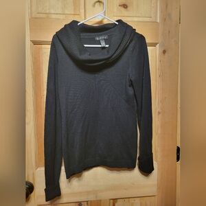 INC international concepts black sweater womans size large very nice cowl neck